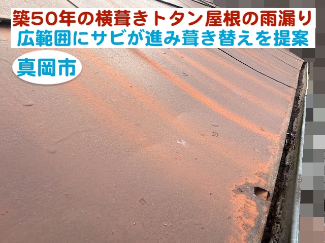 真岡市　築50年の横葺きトタン屋根を雨漏り調査｜サビが進み葺き替え提案