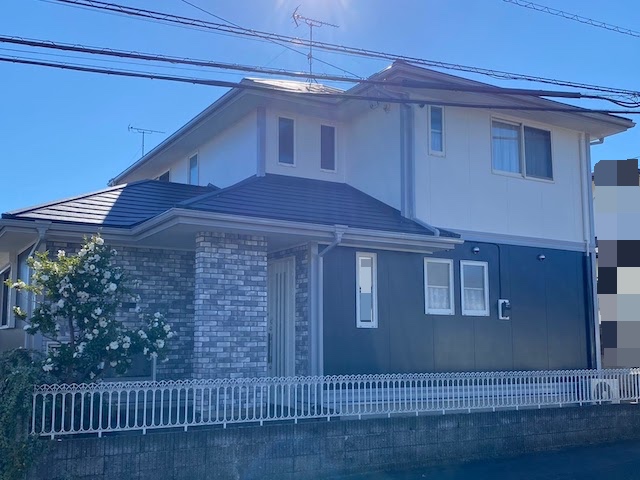 結城市　屋根工事にあわせて外壁塗装　施工後の写真