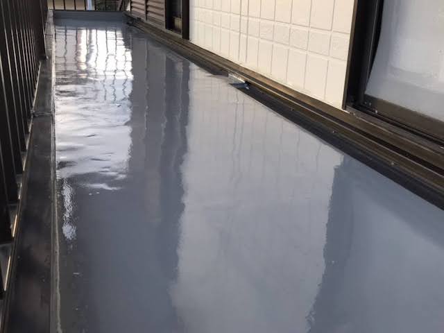 下野市　ベランダウレタン防水　施工後の写真