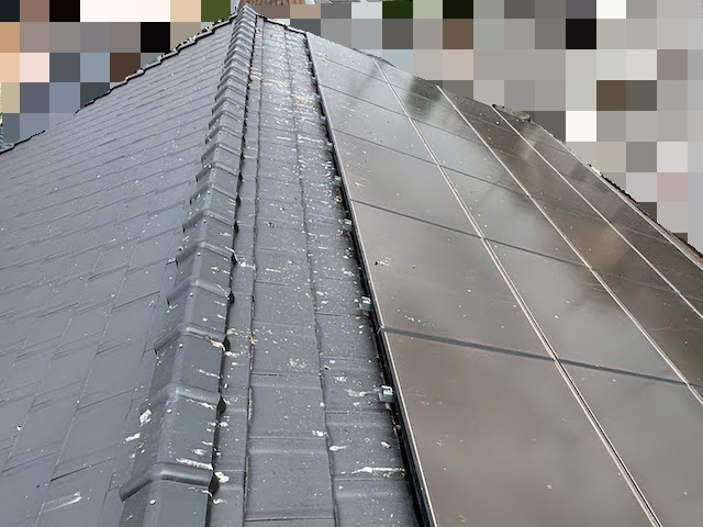 真岡市　太陽光パネルの鳥の侵入防止対策　施工前の写真