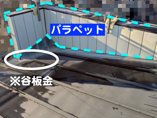 結城市の雨漏りはパラペット内の谷板金が原因と判明