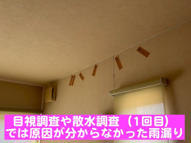 古河市　雨漏り修理後に天井点検口を設置　雨漏りした天井の写真