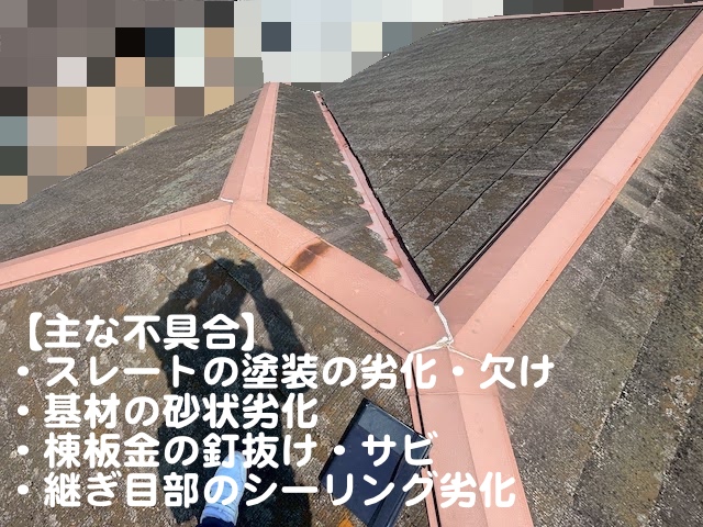 小山市　築35年のスレート屋根調査　現場調査の写真