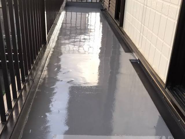 下野市　ベランダウレタン防水　施工後の写真