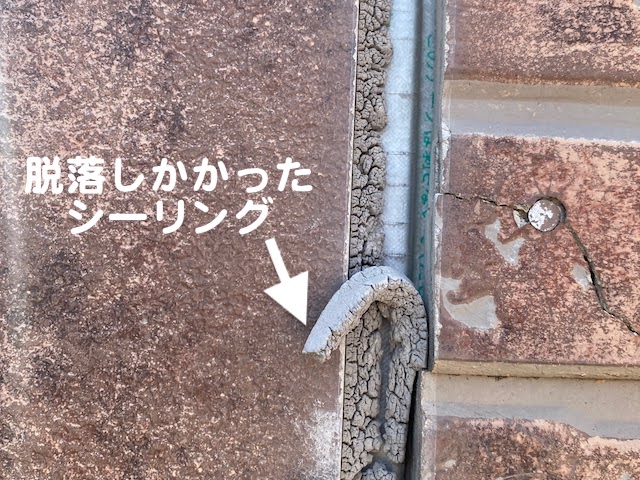 小山市　ハットジョイナーが露出した外壁調査　目地材破断の写真