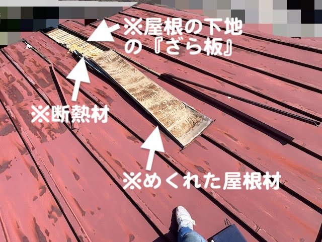 小山市　台風でめくれた瓦棒屋根調査　現場調査の写真