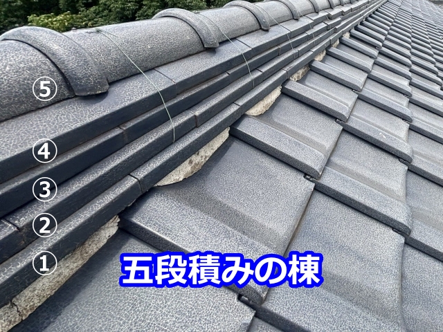 小山市　五段積みの棟瓦で漆喰不良や熨斗瓦抜けも確認！修理方法は！？