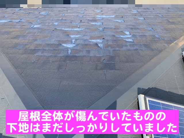 真岡市　太陽光付き屋根のカバー工事相談　パミールの劣化状態の写真