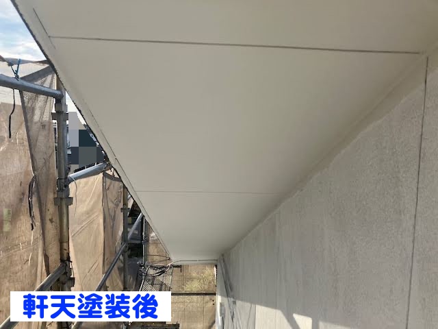 真岡市　外壁塗装と付帯部塗装　軒天塗装後の写真