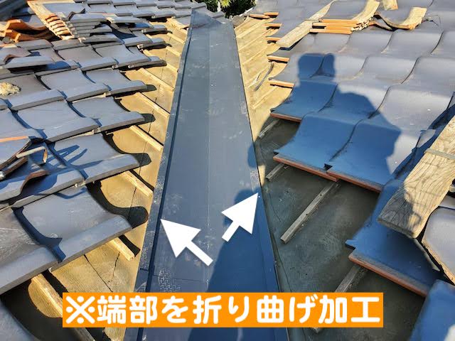 栃木市　雨漏りした谷板金を交換　谷板金敷設後の写真