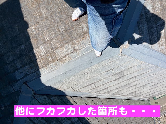 小山市　下屋根の棟板金が強風で飛散　棟板金全体の確認の写真