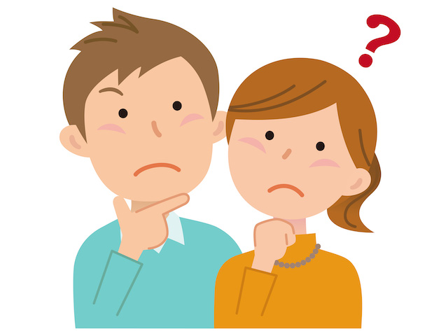 小山市　シーリング剤も出荷停止　思案する夫婦の挿絵