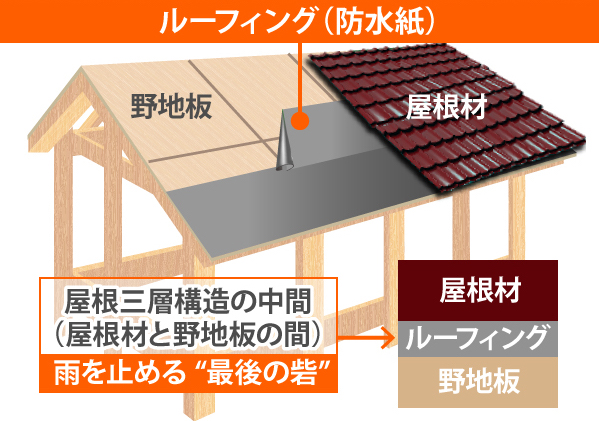 屋根の下地（ルーフィング・野地板）解説図