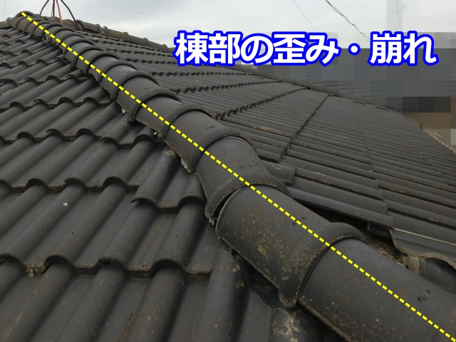 棟部の歪みや崩れ①