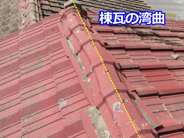 棟瓦の湾曲