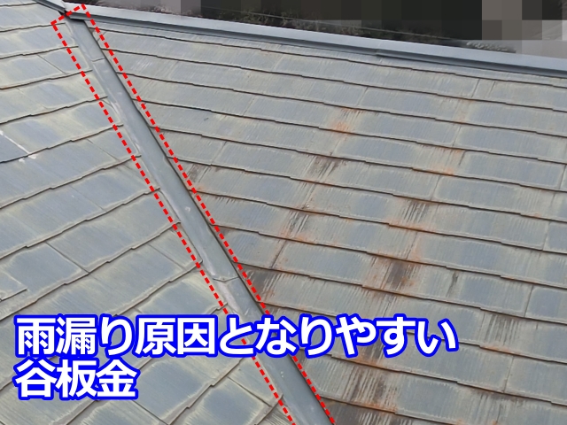 雨漏り原因となりやすい 谷板金