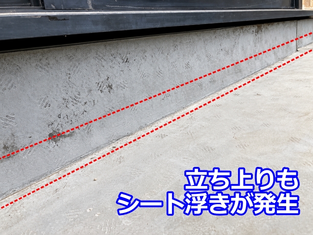 立ち上がり部分にもシートの浮き