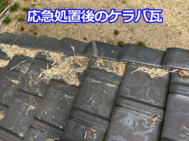 コーキングによる応急処置により、ひとまず雨水が入りにくい状態に