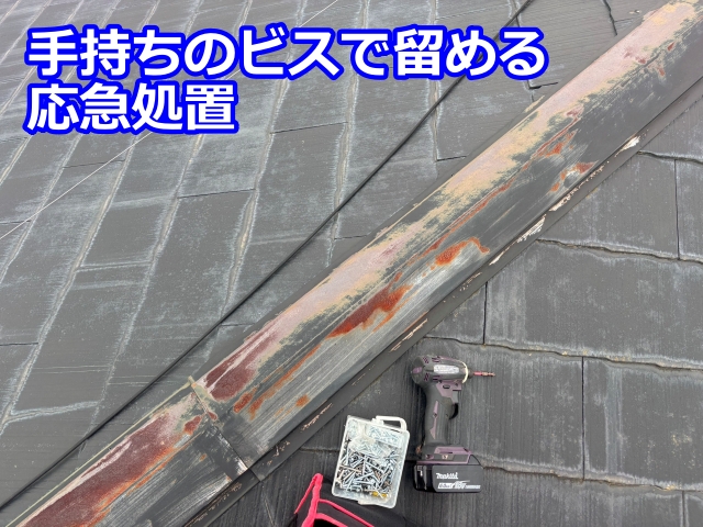 手持ちのビスで留める応急処置