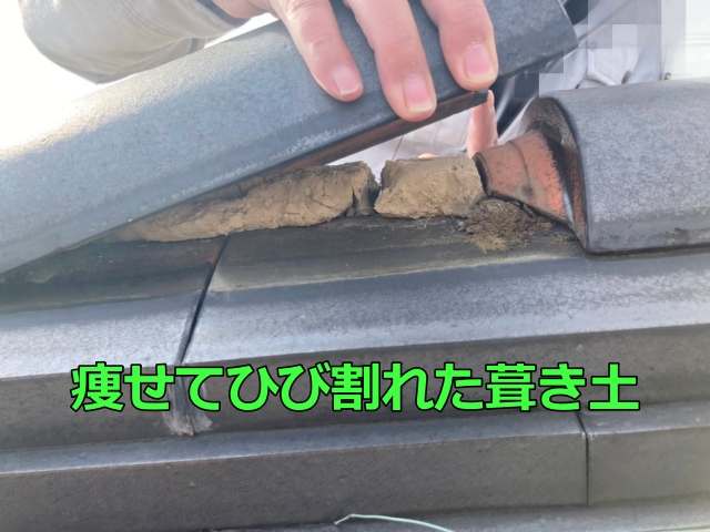 痩せてひび割れた葺き土