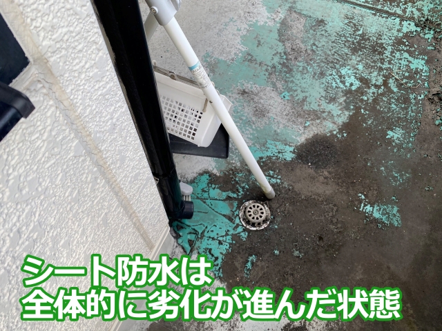 下野市　築30年のダイワハウス住宅のベランダシート防水見積り調査