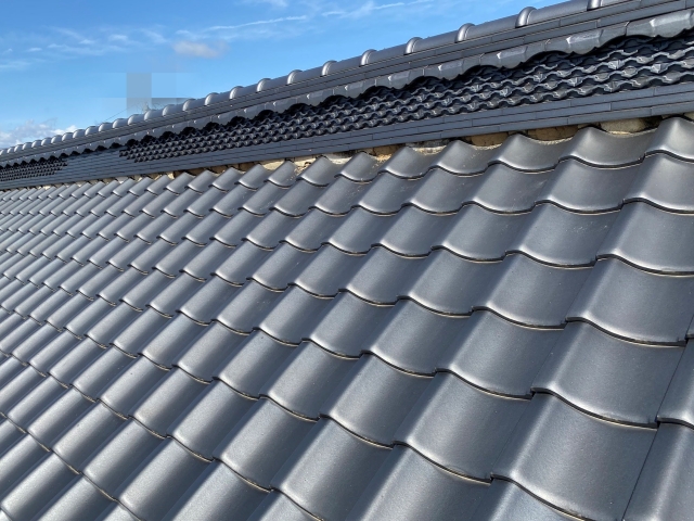 13段の大棟を持つ入母屋屋根の全景を別角度から確認