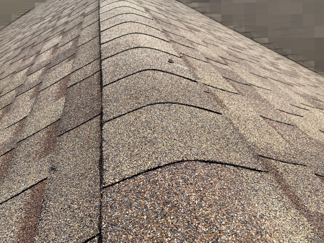 屋根に上がり、アスファルトシングル屋根の状態を詳しく調査しました