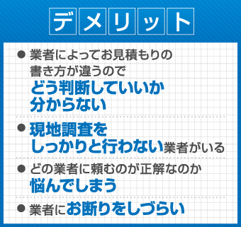 相見積りを依頼するデメリット