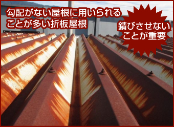 折板屋根に広がったサビ