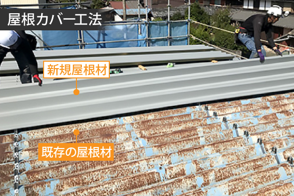 折板屋根のカバー工法の写真