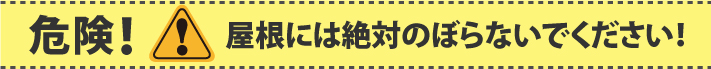 危険！屋根には絶対のぼらないでください！