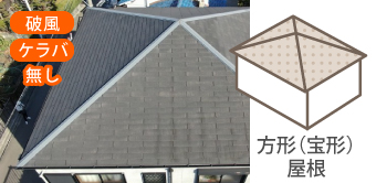 方形(宝形)屋根は破風とケラバがない